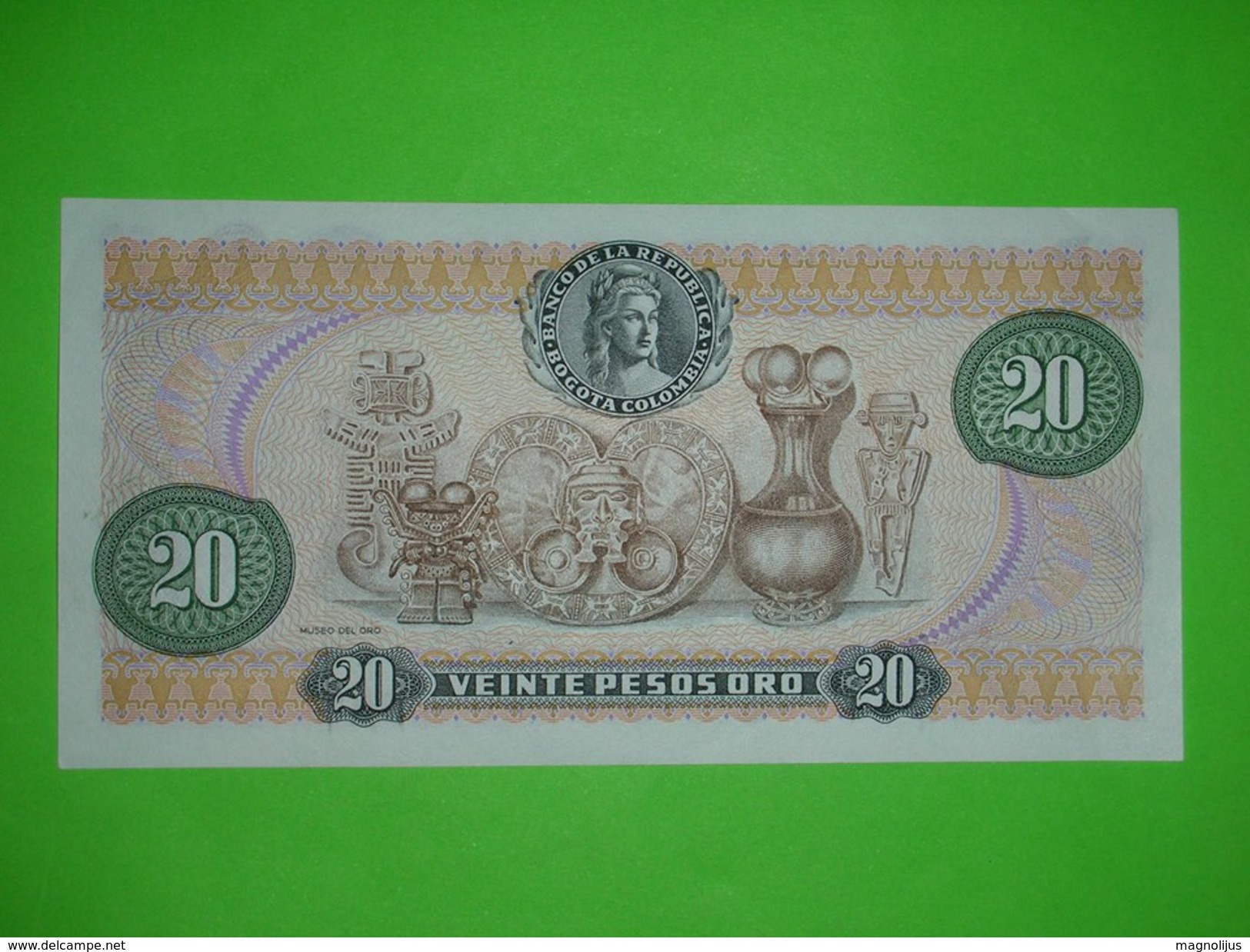 Colombia,20 Pesos,1979.,veinte Pesos Oro,UNC But Slightly Bended On The Left Corner,banknote,paper Money,bill,geld - Colombia