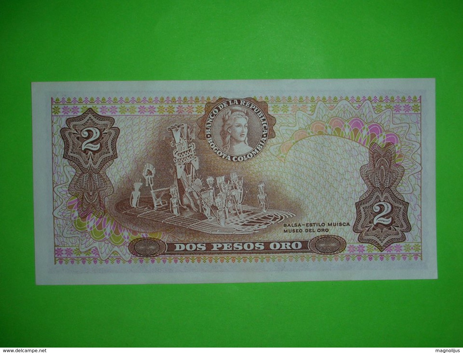 Colombia,2 Pesos,1977.,dos Pesos Oro,UNC,banknote,paper Money,bill,geld - Colombia