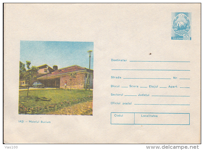 TOURISM, IASI- BUCIUM MOTEL, CAR, COVER STATIONERY, ENTIER POSTAL, 1976, ROMANIA - Other & Unclassified