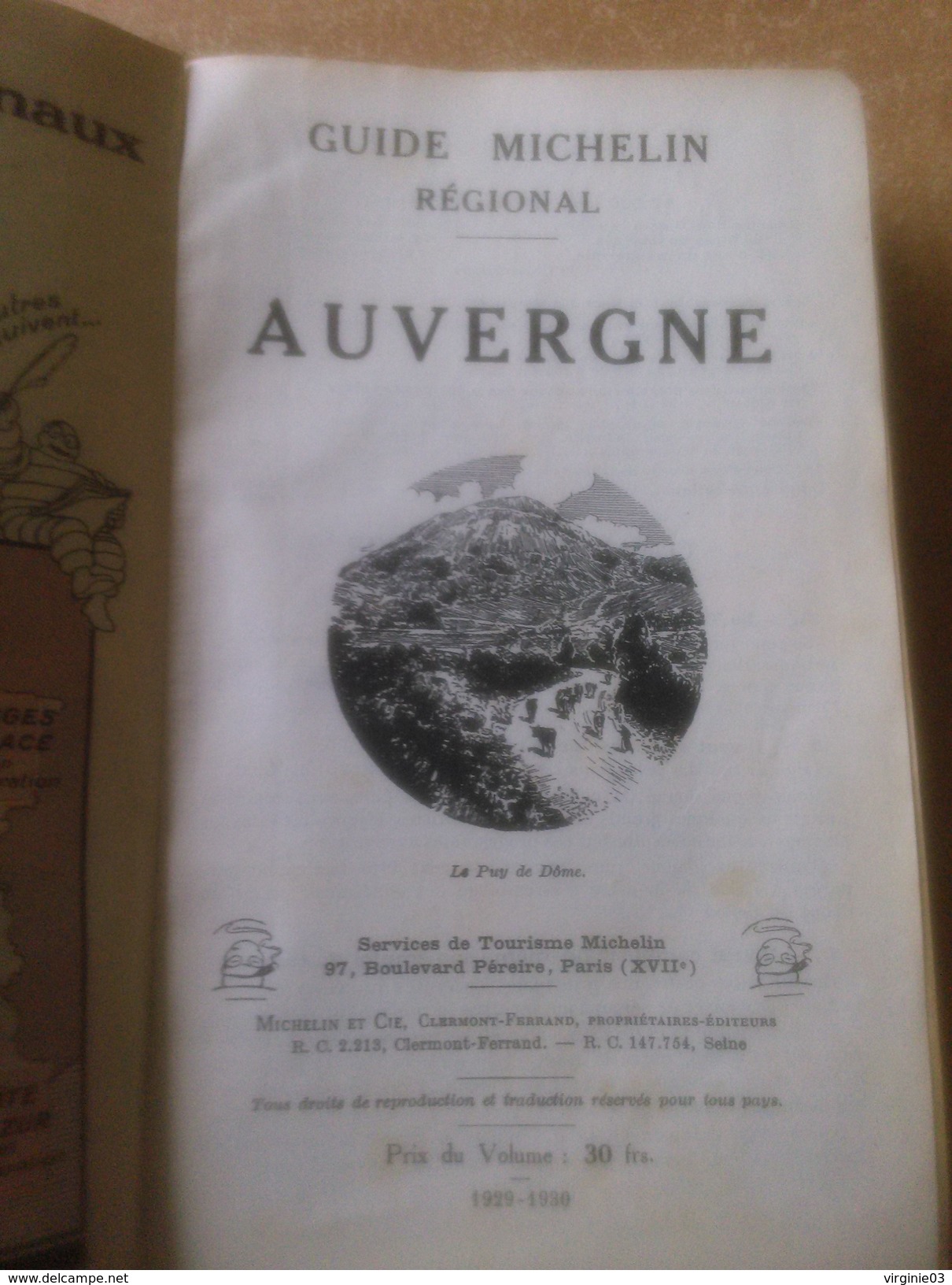 Guide Michelin Régional : Auvergne 1929 - 1930 - 1901-1940