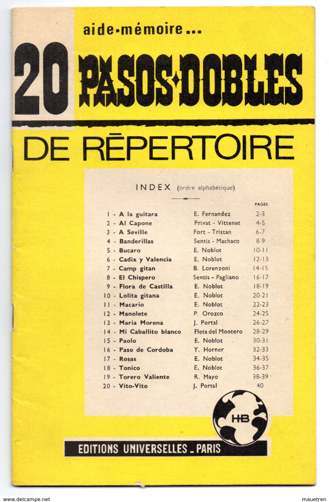 20 PASOS - DOBLES DE REPERTOIRE. AIDE MEMOIRE éditions Universelles Paris - Autres & Non Classés