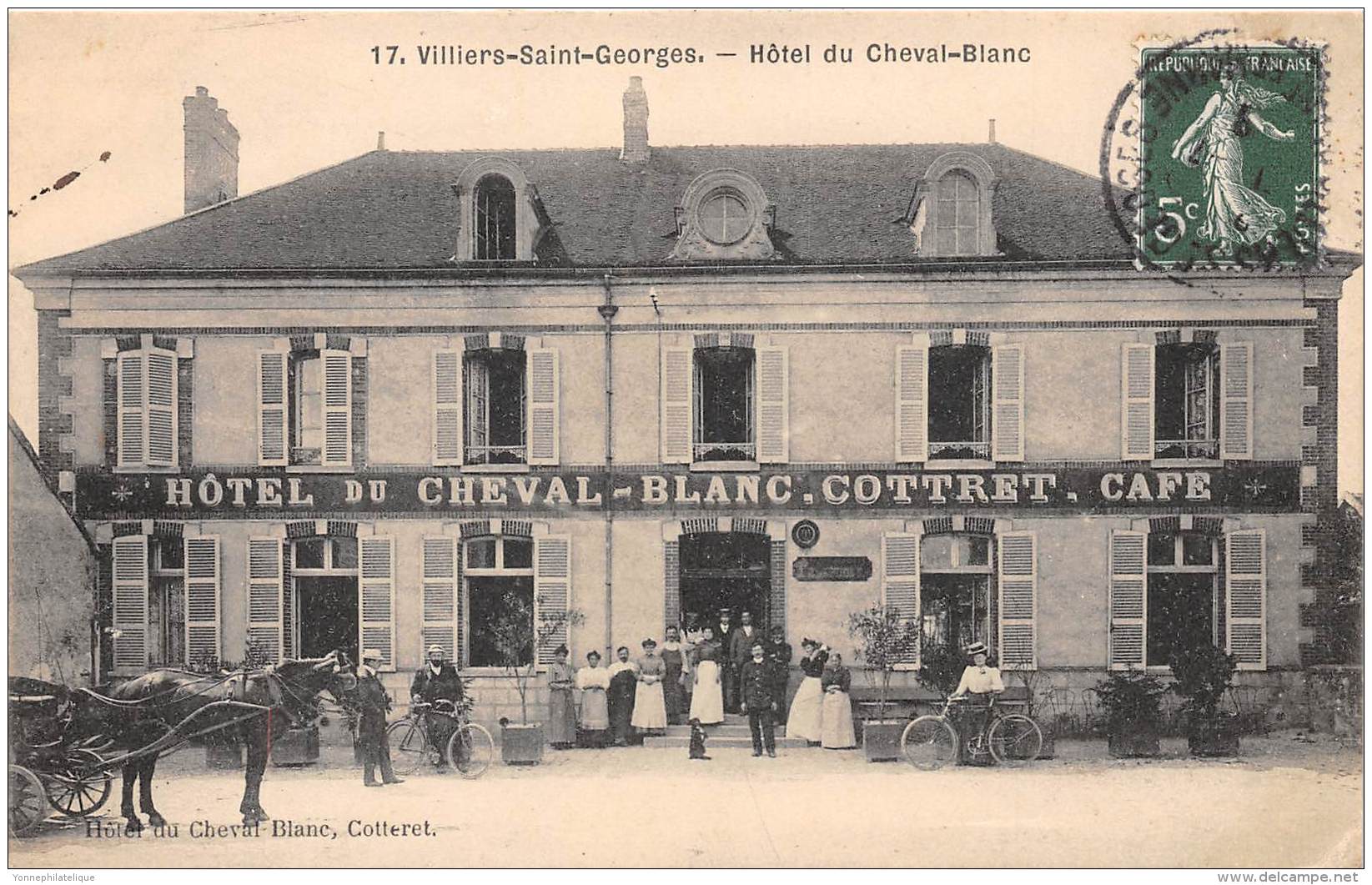 77 - SEINE ET MARNE / Villiers Saint Georges - Devanture Hôtel Du Cheval Blanc - Très Beau Cliché Animé - Villiers Saint Georges