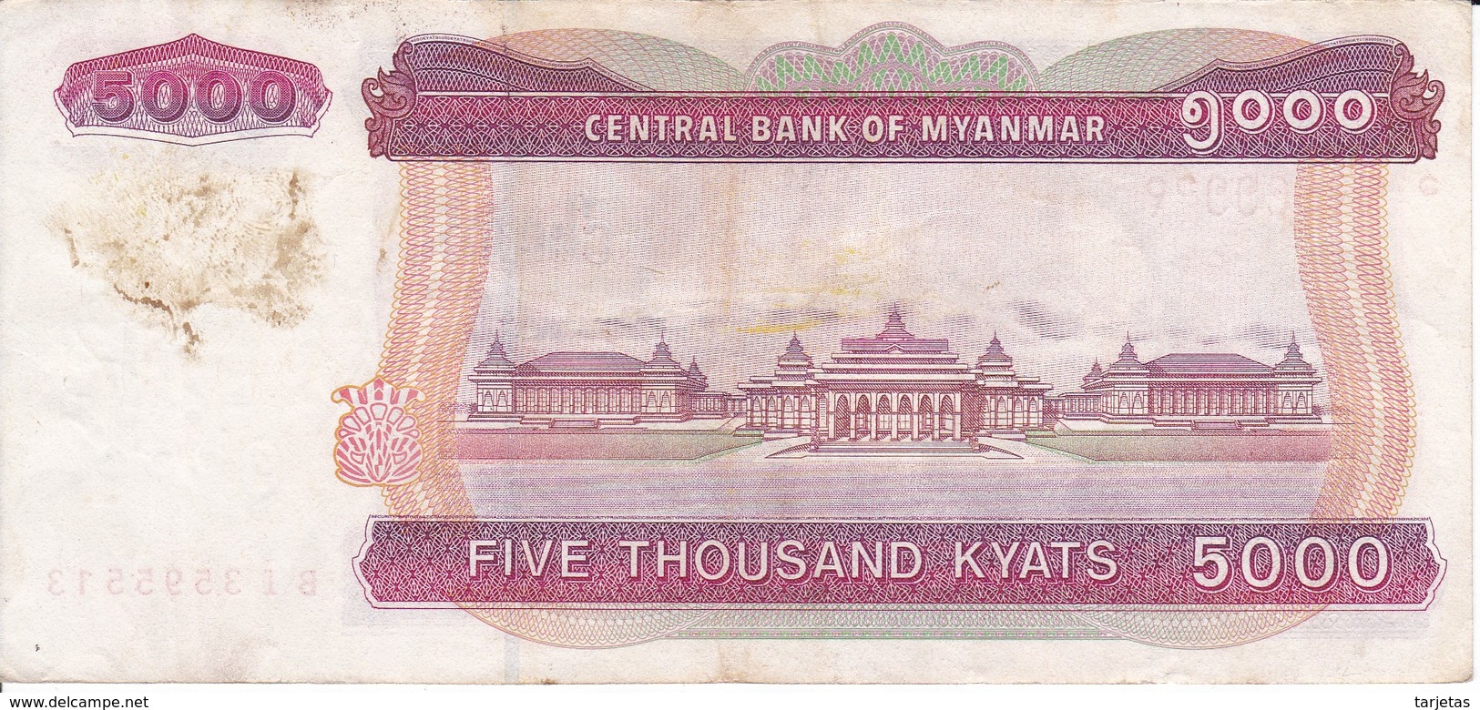 BILLETE DE MYANMAR DE 5000 KYATS  (BANKNOTE) ELEFANTE-ELEPHANT - Myanmar