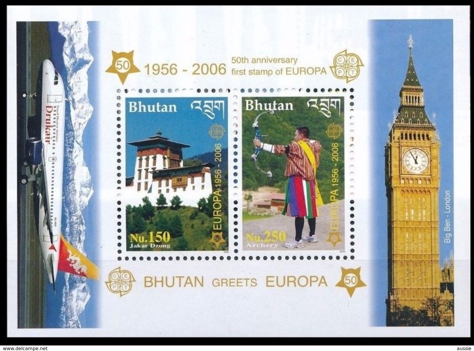 Bhutan Bhoutan 2005 Yvertn°  Bloc 448 *** MNH  Cote 25 Euro 50 Ans Europa 50 Jaar - Bhoutan