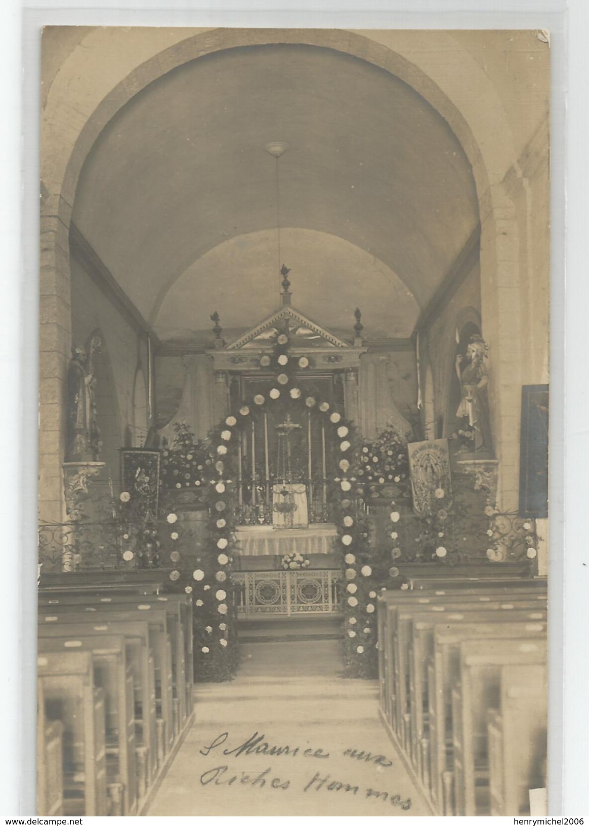 89 - Yonne St Saint Maurice Aux Riches Hommes Carte Photo Intérieur église - Autres & Non Classés
