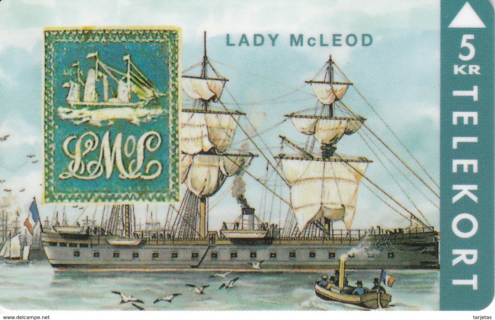 TARJETA DE DINAMARCA CON UN BARCO DE TIRADA 2000 (SHIP) SELLO - STAMP LADY Mc LEOD - Sellos & Monedas