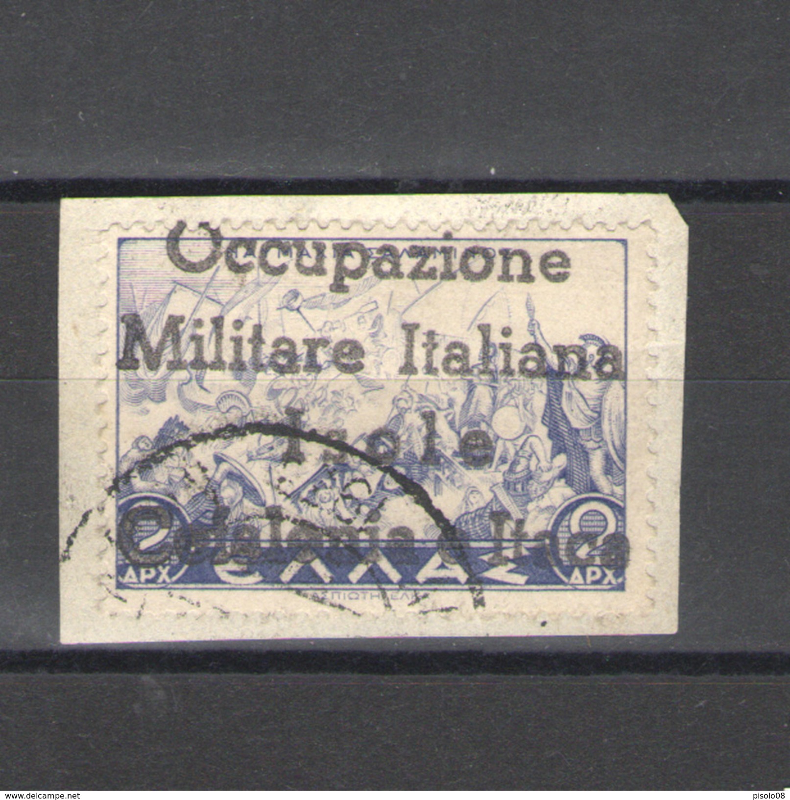 ITACA 1941 POSTA AEREA 8 L. SINGOLO USATO SU FRAMMENTO - Cefalonia & Itaca