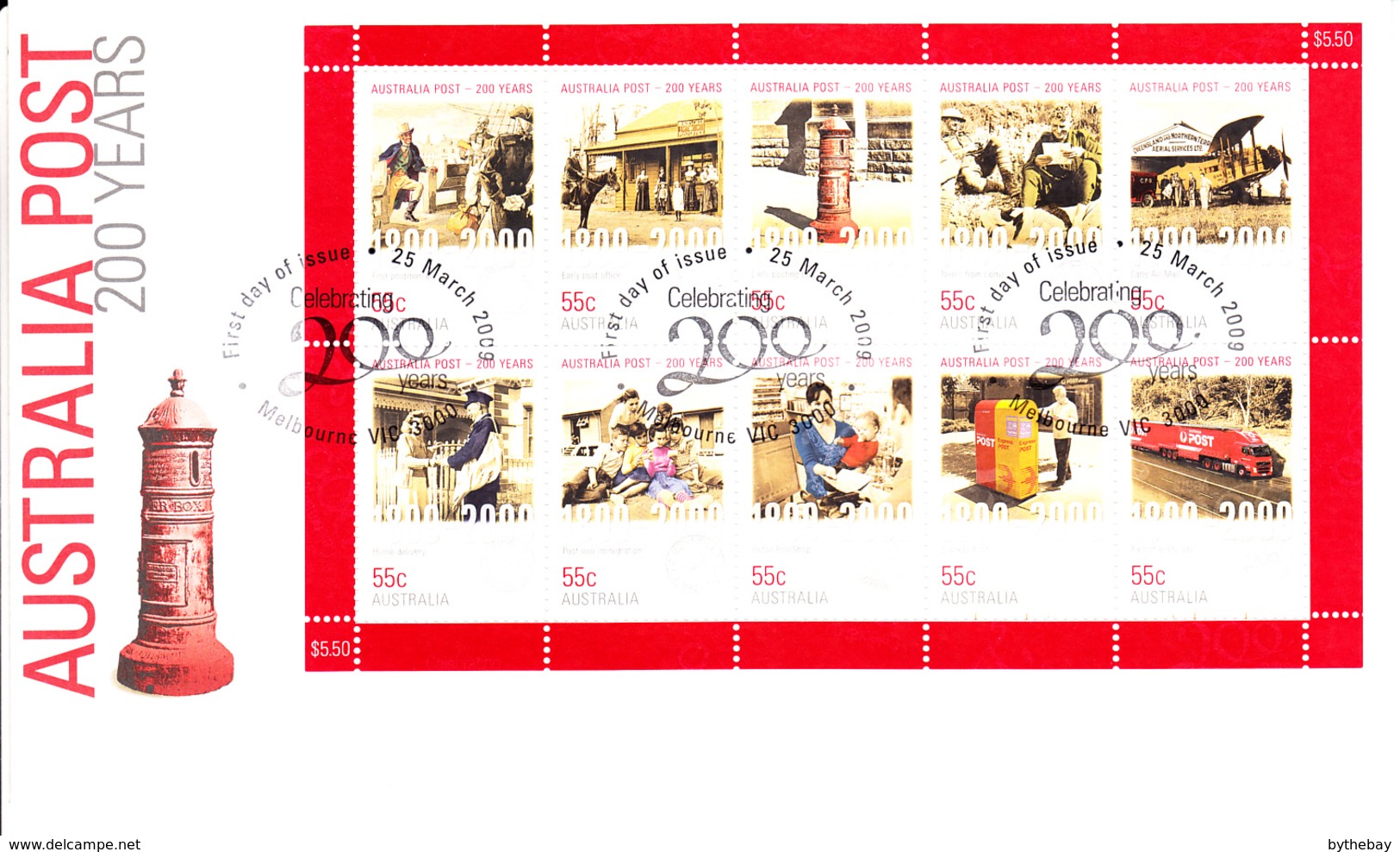 Australia FDC 2009 Scott #3049 Sheet Of 10 Australia Post 200 Years - Sobre Primer Día (FDC)