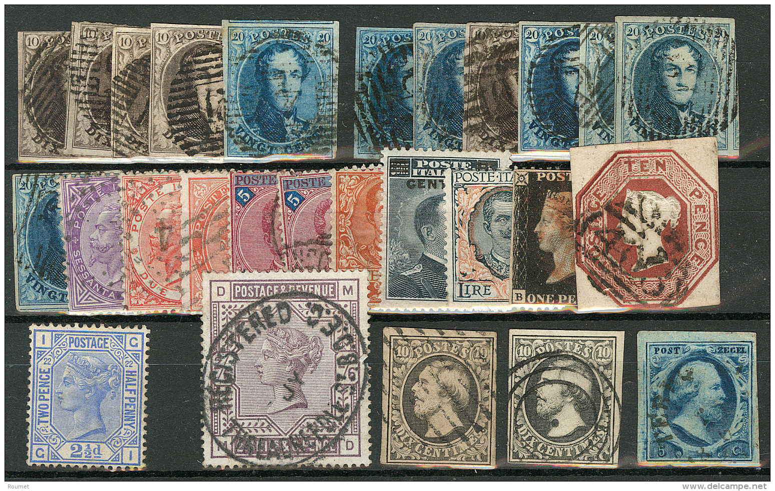 1840-1880 (Poste), Diverses Valeurs Dont Belgique, Italie, GB, Luxembourg, Tous &eacute;tats - Collections (with Albums)