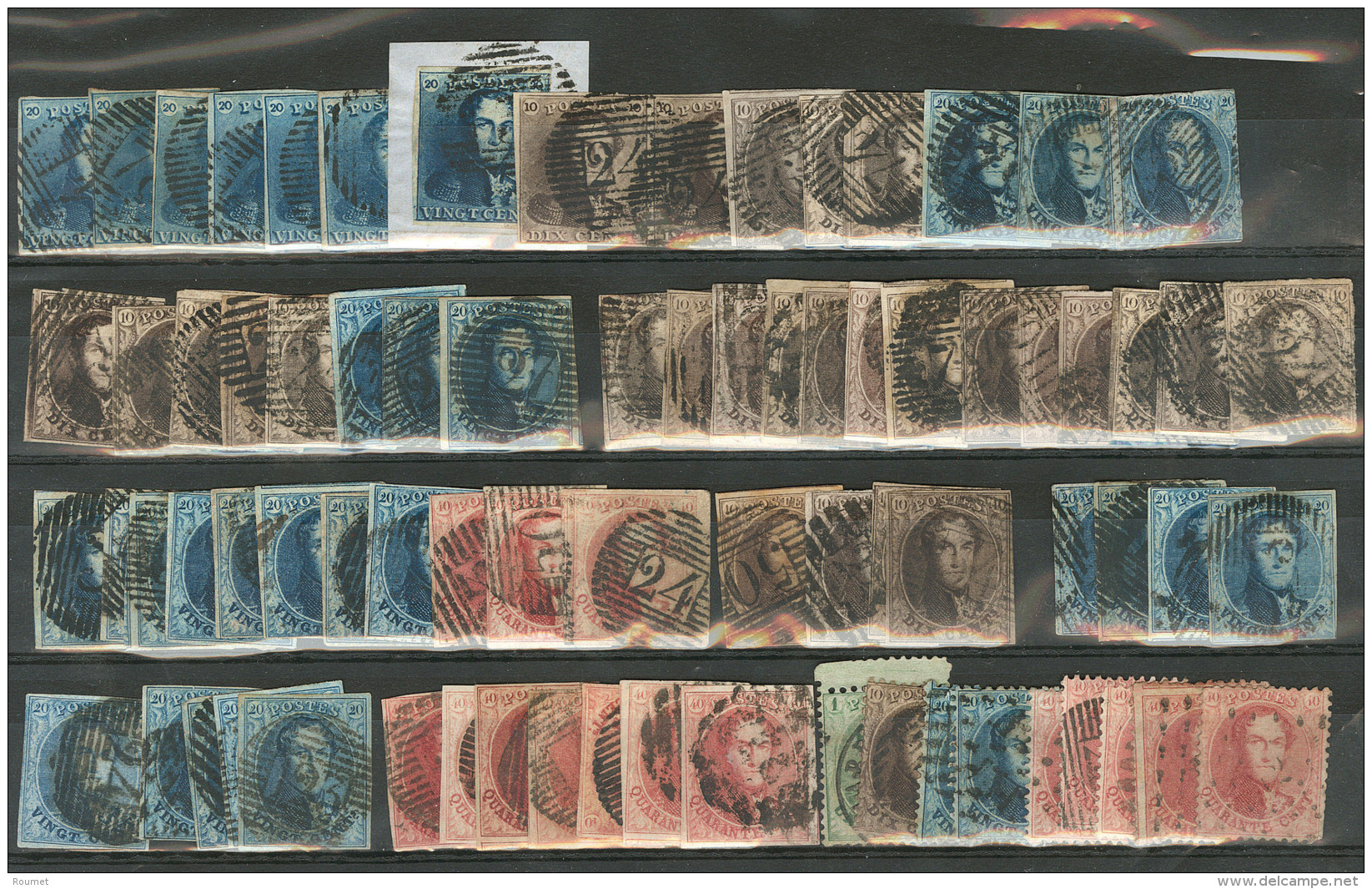 Lot. 1849-1863 (Poste), Entre Les N&deg;1/16, Dont Doubles Et Multiples, Nuances, Obl Diverses. - TB, B Ou Pd - Other & Unclassified