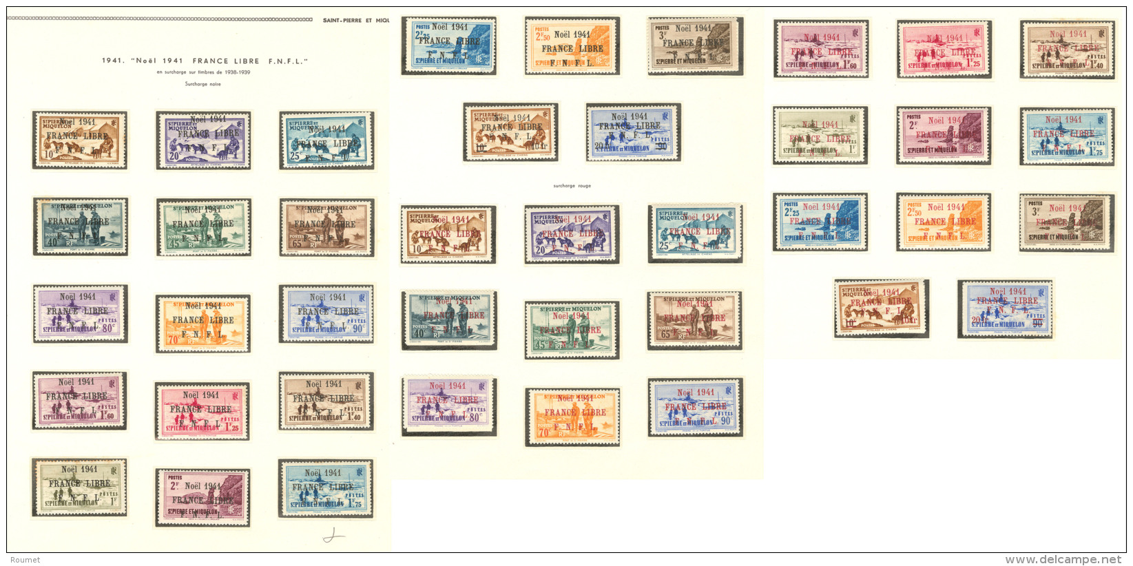 France-Libre. No&euml;l 1941. Nos 212A/231A, 212B/231B, Qqs Ex Rousseurs (dont 225B) Ou (*). - TB Ou B - Other & Unclassified