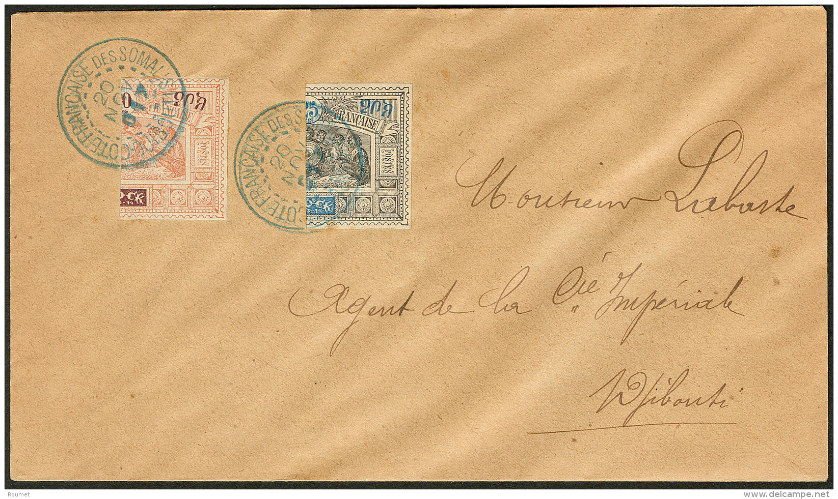 Timbres Coup&eacute;s. Nos 53aB + 54bB, Obl Cad Sur Enveloppe Pour Djibouti. - TB - Other & Unclassified