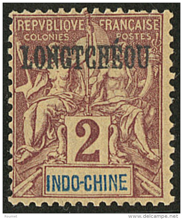 KOUANG-TCHEOU. Essais, Surcharge "LONGTCHEOU" Sur Timbre D'Indochine. No 2, Lilas Brun S. Paille, Tr&egrave;s Frais. - T - Other & Unclassified