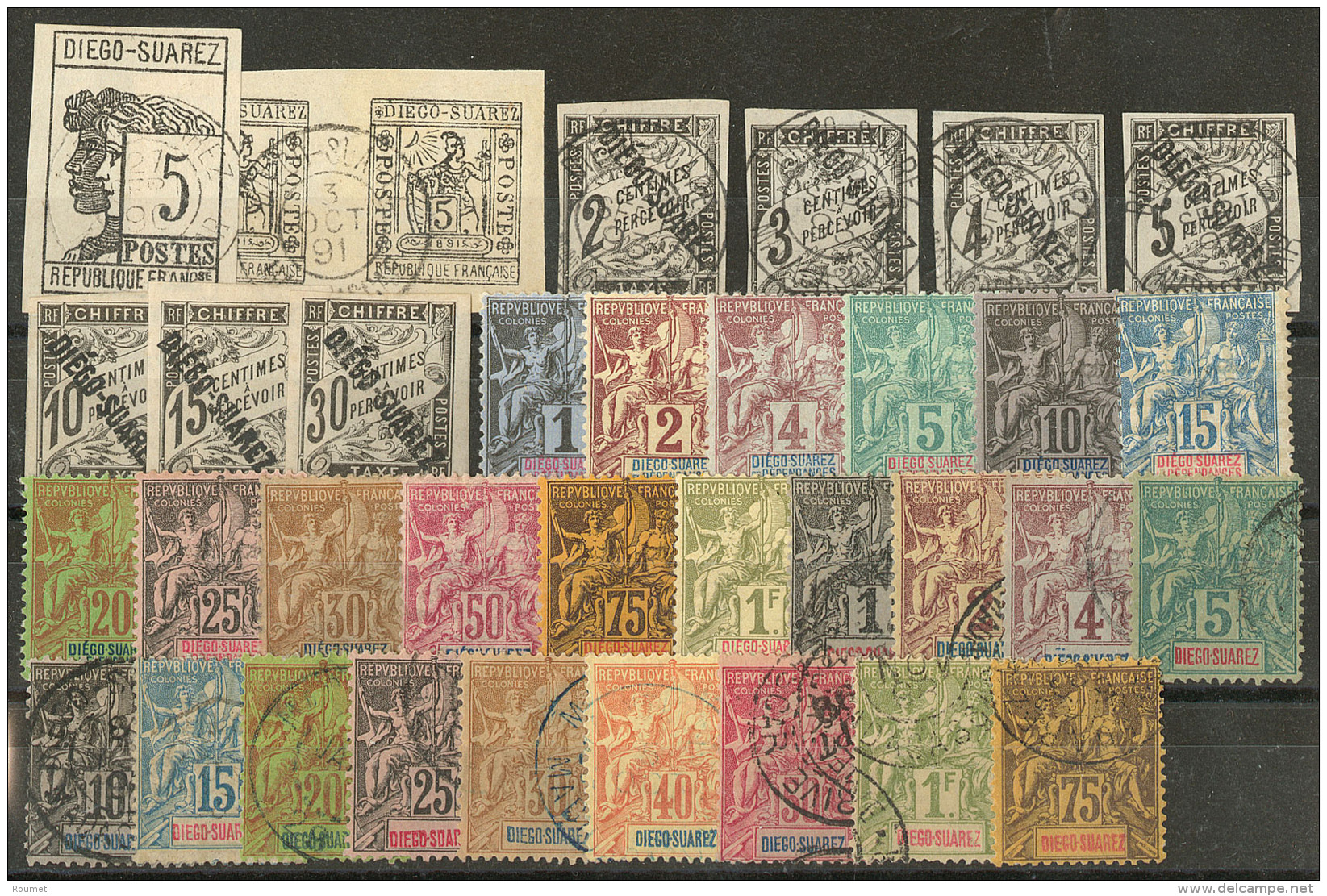 DIEGO-SUAREZ. Collection. 1890-1893 (Poste, Taxe), Valeurs Diverses Dont Des Ex *. - TB - Other & Unclassified