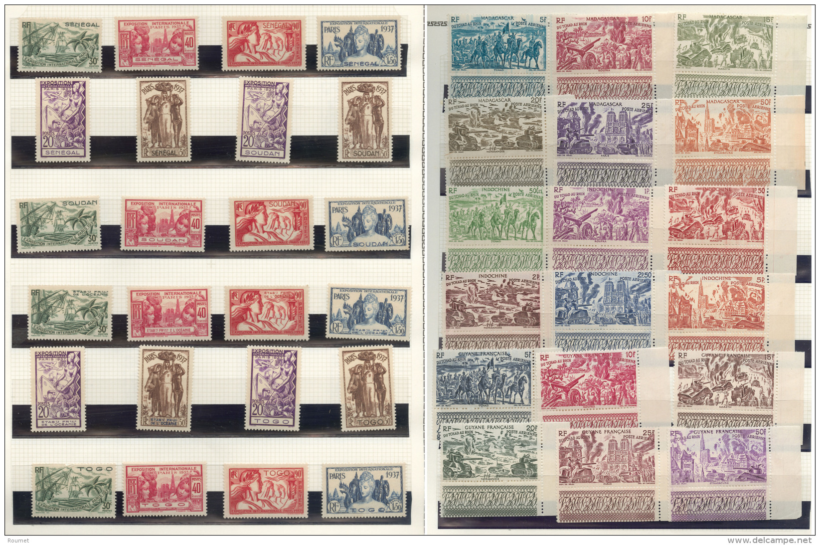 GRANDES SERIES COLONIALES. Collection. 1937-1950 (Poste, PA), Compl&egrave;te Dont Expo Paris, NY, Curie, Etc. - TB - Vide