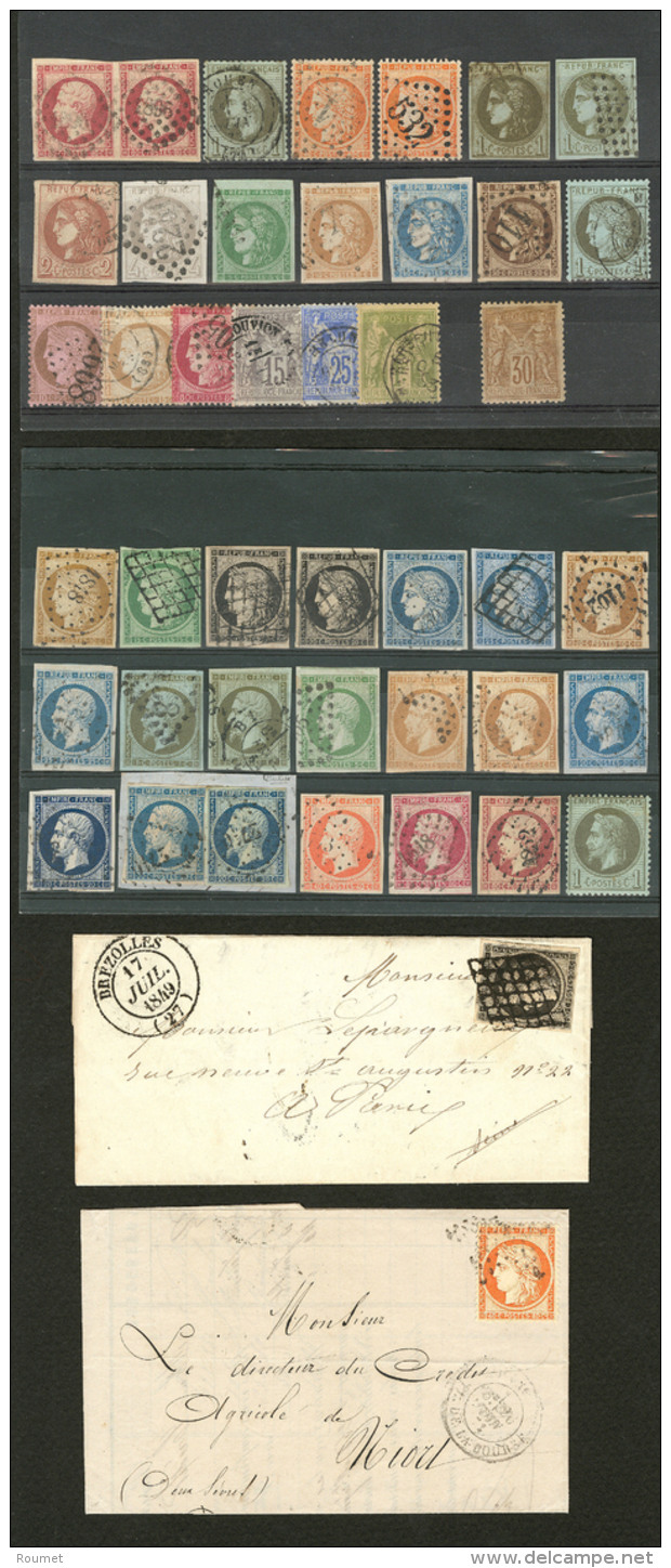 1849-1878, Nuances Et Obl Diverses Dont N&deg;2 Et 9, 80 * Et 3 Et 38 Sur 2 Enveloppes. - TB Ou B - Collections