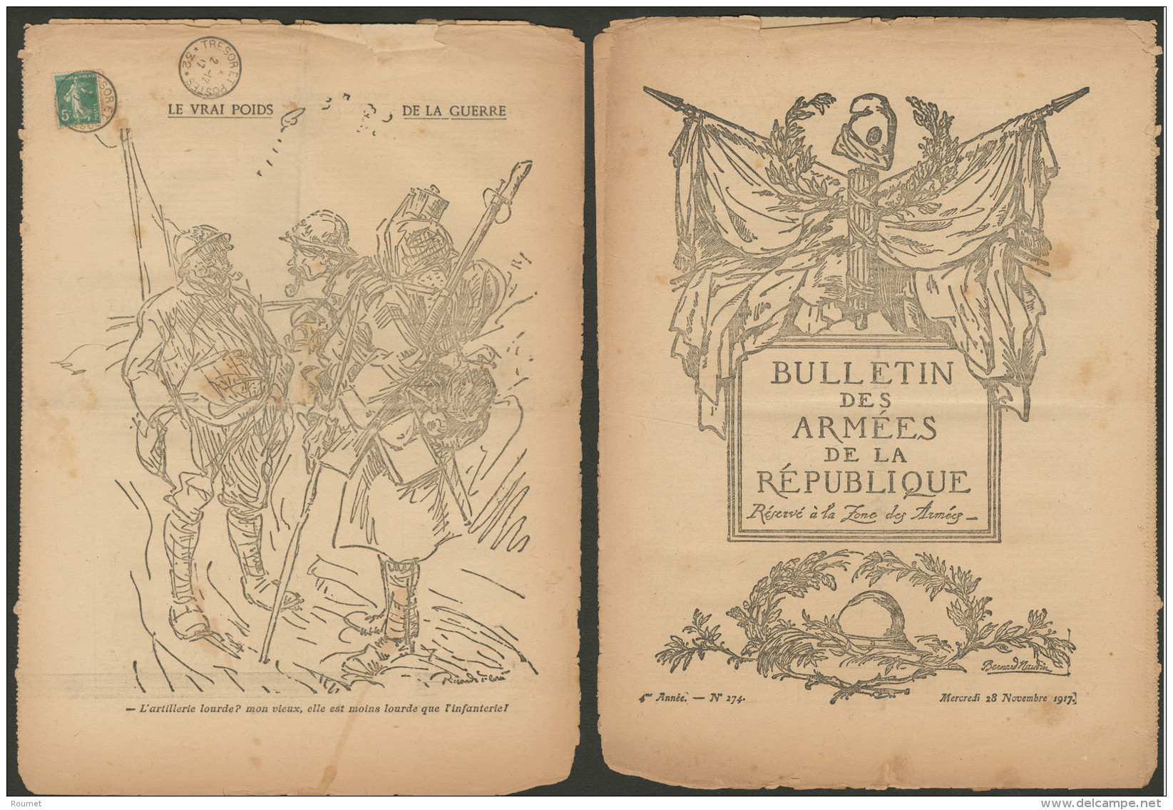 Bulletin Des Arm&eacute;es De La R&eacute;publique N&deg;274, 28 Nov 1917, Afft N&deg;137, Bon &eacute;tat G&eacute;n&ea - Unclassified