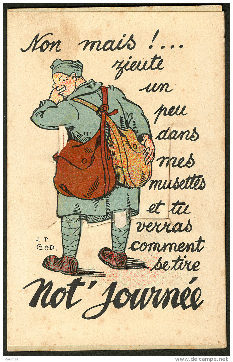 Cartes Postales. CP Humoristique "La Journ&eacute;e D'un Conscrit", Avec D&eacute;pliant, Dat&eacute;e D'Avril 1930, Voy - Unclassified