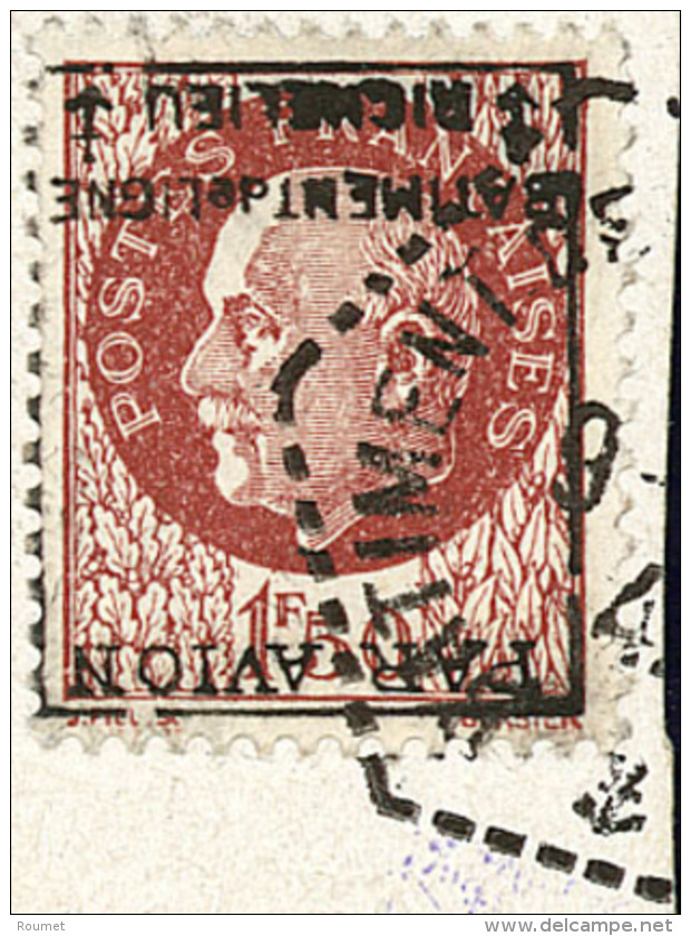 Richelieu. Surcharge Renvers&eacute;e. No 3c (Maury 4b), Sur Fragment De CP. - TB. - R - Military Airmail