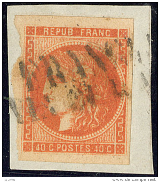 No 48d, Orange Vif, Obl Griffe "Francia/Via Di Mare", Sur Son Support. - TB (cote Maury 2009) - 1870 Bordeaux Printing