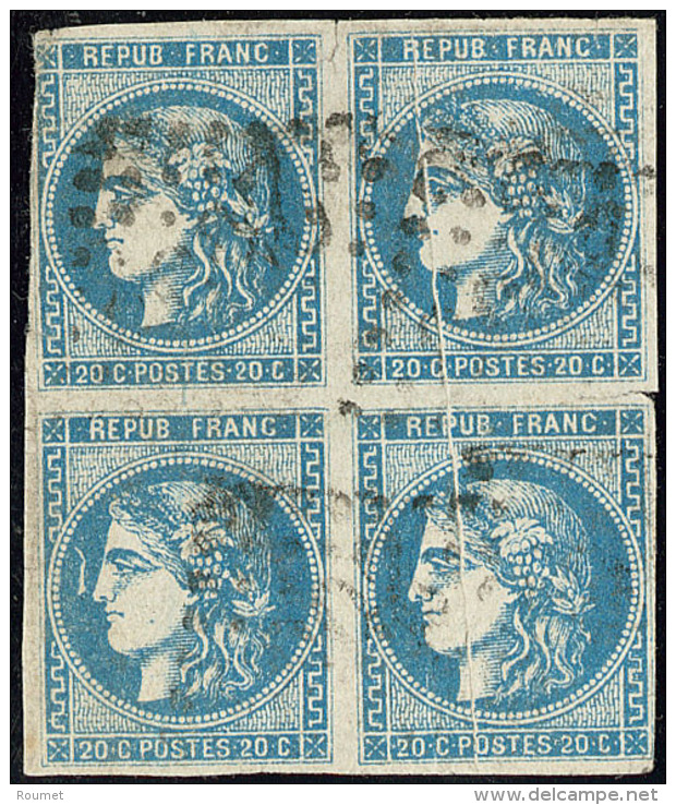 No 46I, Bleu, Bloc De Quatre, Pli Accord&eacute;on Sur 2 Ex, Def, B D'aspect - 1870 Bordeaux Printing