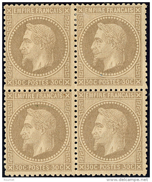 No 30a, Brun Clair, Bloc De Quatre (un Ex **), Tr&egrave;s Frais. - TB - 1863-1870 Napoleon III With Laurels