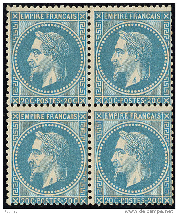 No 29II, Bloc De Quatre, Gomme &eacute;tendue, Dent Courte Et D&eacute;centr&eacute;, TB D'aspect - 1863-1870 Napoleon III With Laurels