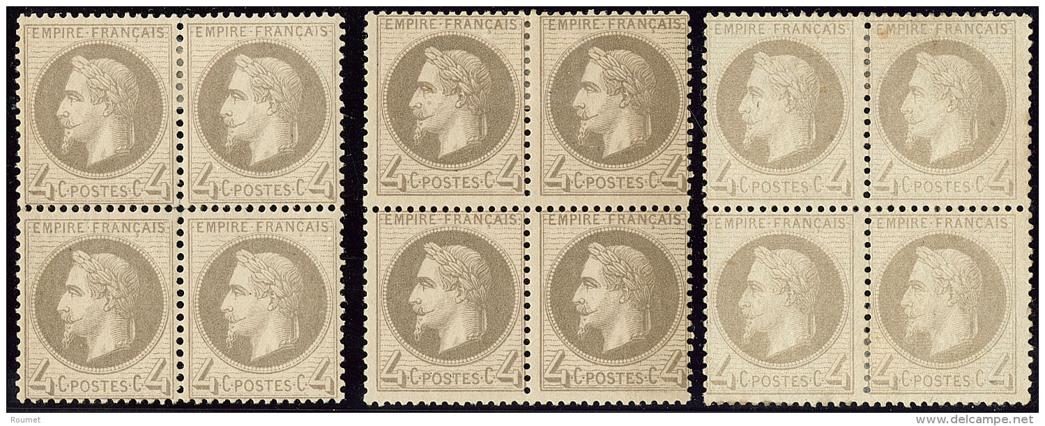 Nos 27I Bloc De Quatre, 27IIa (deux Blocs De Quatre), 4 Ex **. - TB, B Ou Pd - 1863-1870 Napoleon III Gelauwerd