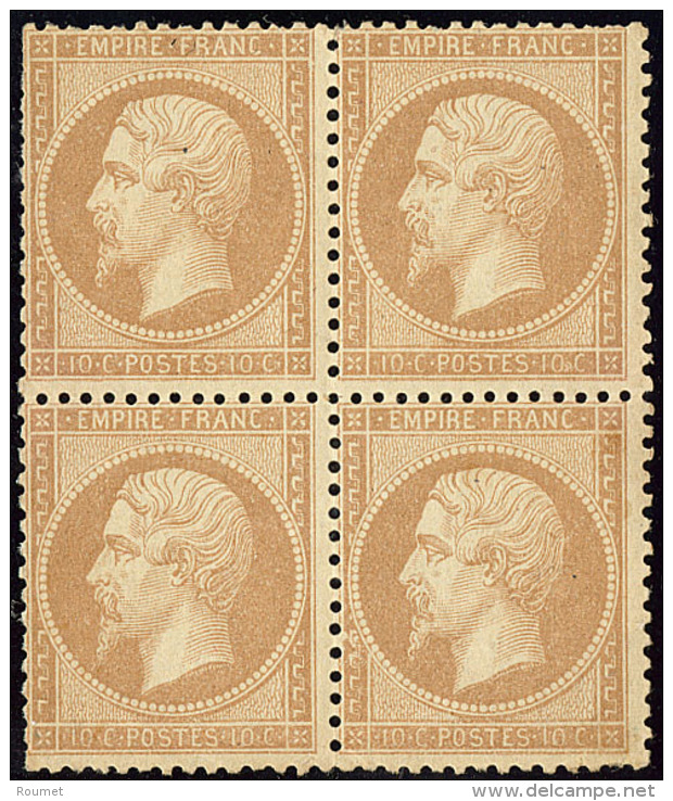 No 21, Bloc De Quatre, Gomme Alt&eacute;r&eacute;e Sinon **, Pd Mais TB D'aspect - 1862 Napoleon III