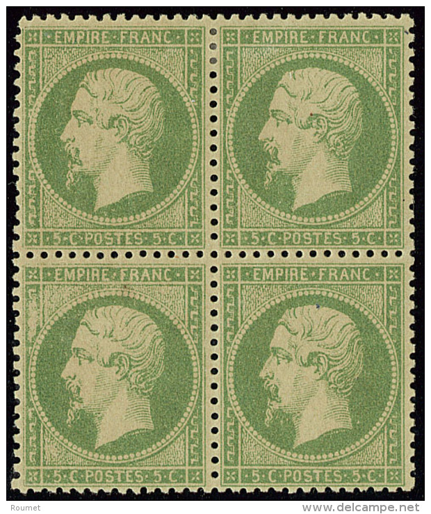 No 20a, Vert-jaune Sur Verd&acirc;tre, Bloc De Quatre, Tr&egrave;s Frais. - TB - 1862 Napoleon III