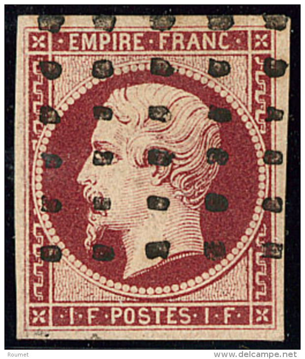 No 18b, Carmin Fonc&eacute;, Obl Gros Points, Jolie Pi&egrave;ce. - TB. - R - 1853-1860 Napoleon III