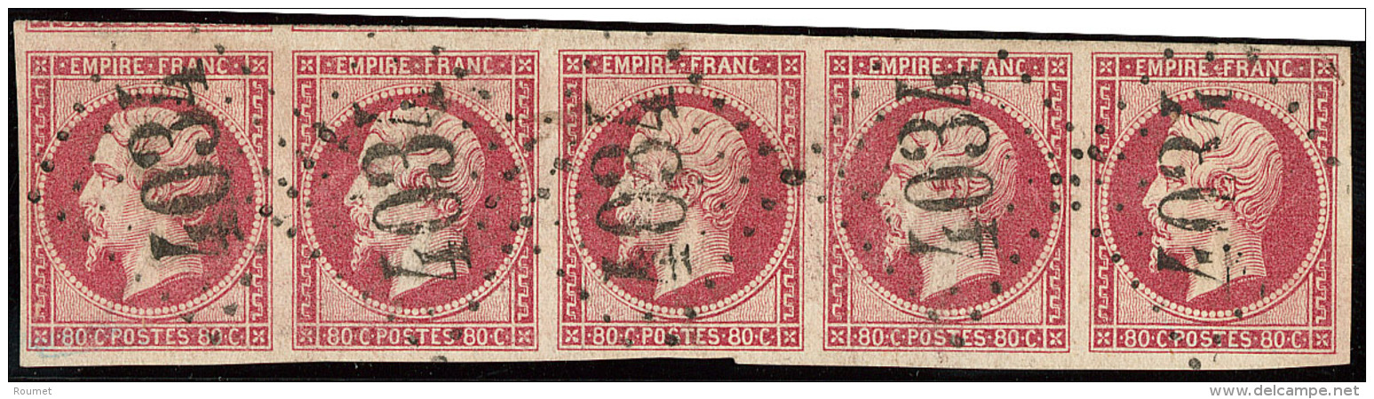 No 17A, Bande De Cinq Obl Gc 4034, Deux Voisins. - TB - 1853-1860 Napoleon III