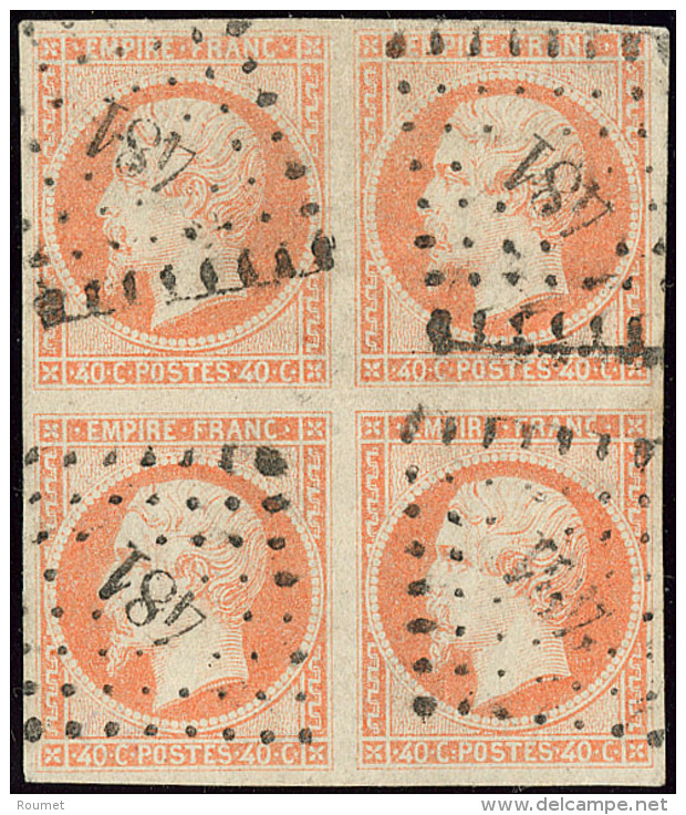 No 16a, Orange P&acirc;le, Bloc De Quatre Obl Pc 481. - TB - 1853-1860 Napoleon III