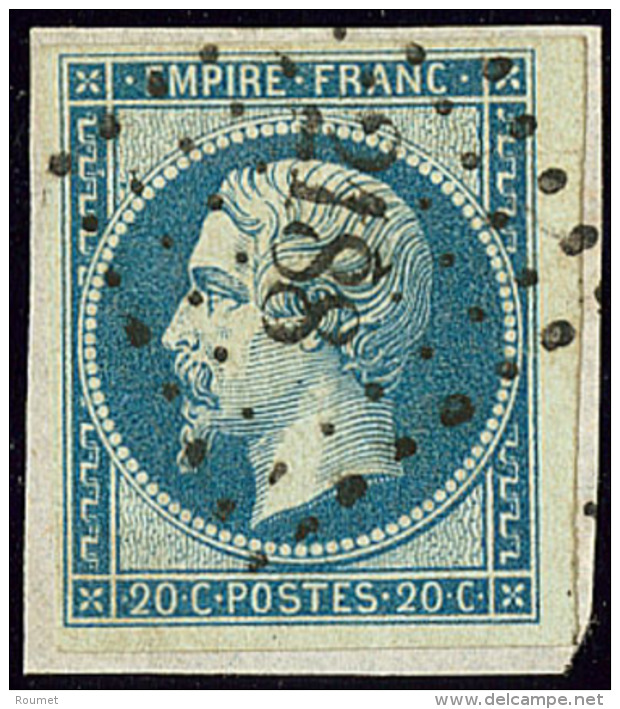 No 14IIa, Bleu Sur Vert, Bdf, Obl Pc 2188 Sur Petit Fragment, Pli Mais TB D'aspect - 1853-1860 Napoleon III