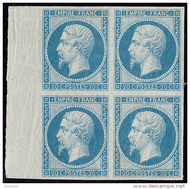 No 14II, Bleu, Bloc De Quatre Bdf (un Ex *), Superbe. - R - 1853-1860 Napoleon III