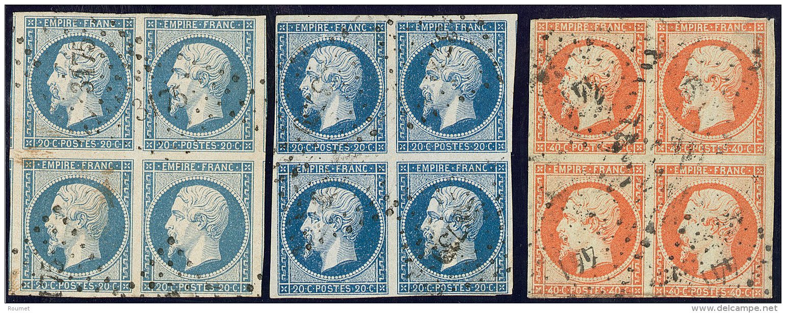 Nos 14I (2 Blocs De Quatre De Nuances Diff&eacute;rentes), 16 (bloc De Quatre, 2 Ex Pd). - TB Ou B - 1853-1860 Napoleone III