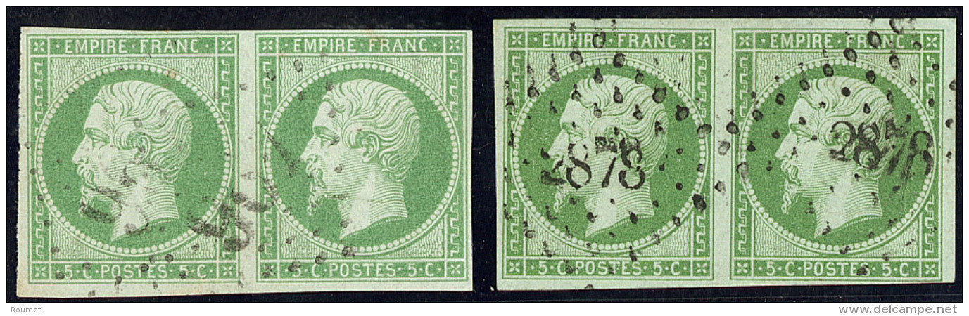 No 12, Deux Paires Obl Pc Et Gc, Deux Ex Pd, TB D'aspect - 1853-1860 Napoleon III