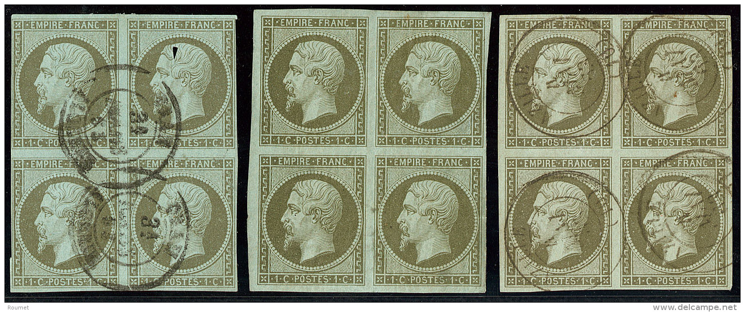 Nos 11 Bloc De Quatre, 11c (2 Blocs De Quatre Dont Un */(*)), D&eacute;fauts, TB D'aspect - 1853-1860 Napoleon III