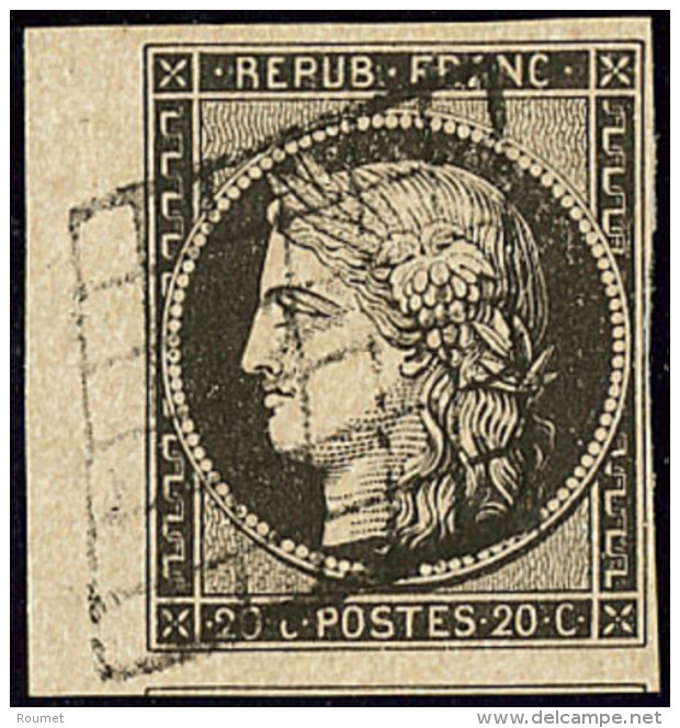 No 3, Bdf + Un Voisin, Obl Grille, Ex Choisi. - TB - 1849-1850 Cérès