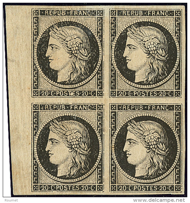 No 3, Bloc De Quatre Bdf, Trace De Gomme Au Verso. - TB - 1849-1850 Cérès