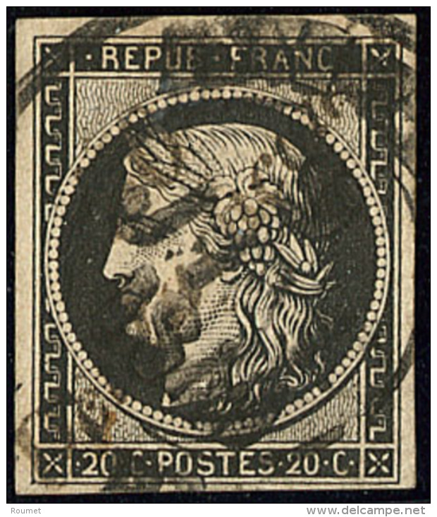 Oblit&eacute;rations Sur 20c Noir. Cursive "50 Doulaincourt" + Grand Cad 13 D'Andelot 9 Janv 49, Sur N&deg;3. - TB - 1849-1850 Ceres