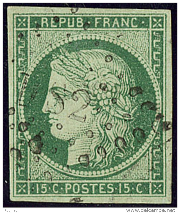 No 2b, Vert Jaune, Obl Losange "DS 2", Tr&egrave;s Frais. - TB. - R - 1849-1850 Ceres