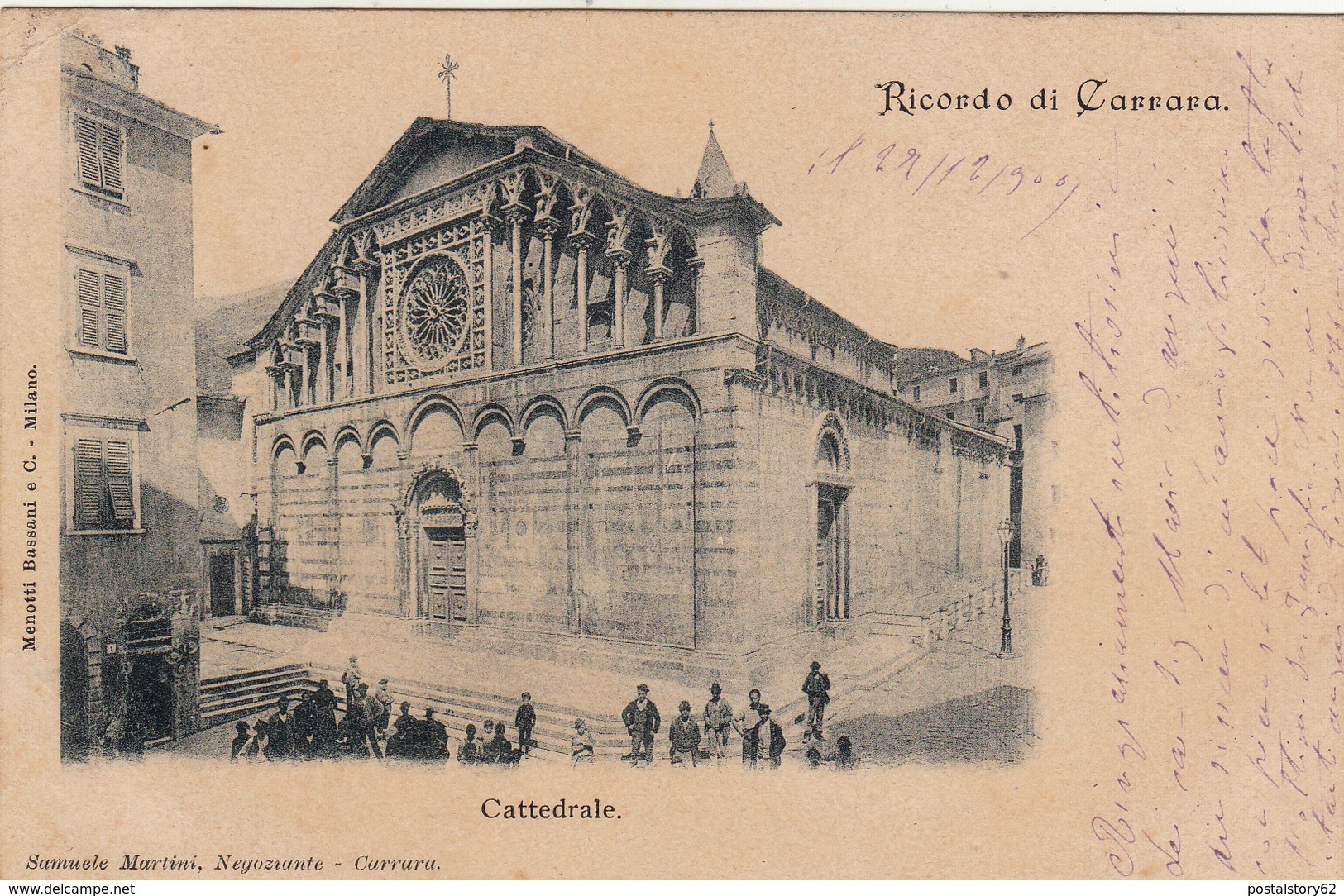 Ricordo Di Carrara, La Cattedrale. Cartolina Viaggiata 1900 - Carrara