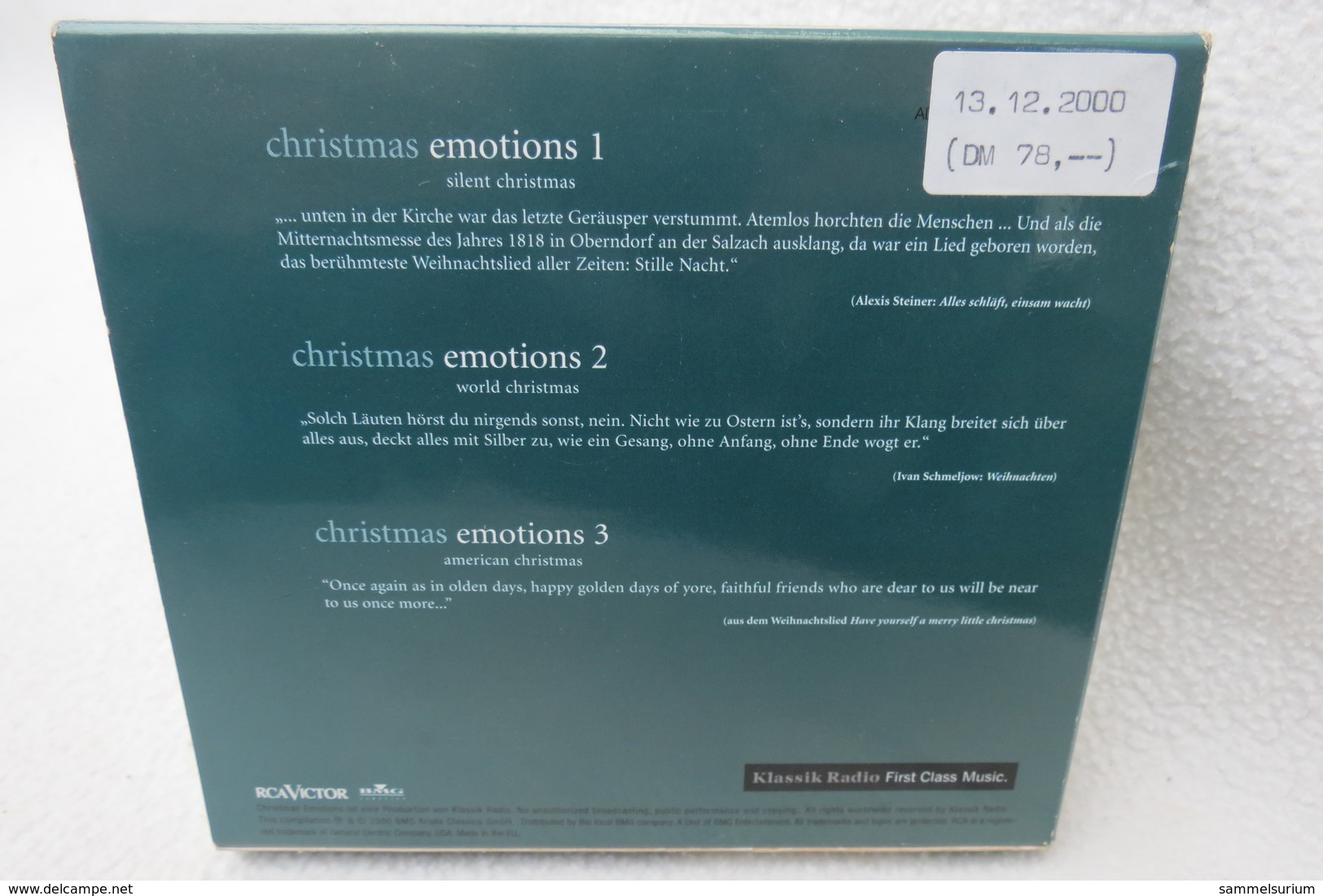 3 CD-Set "Christmas Emotions" First Class Music By Klassik Radio - Canzoni Di Natale