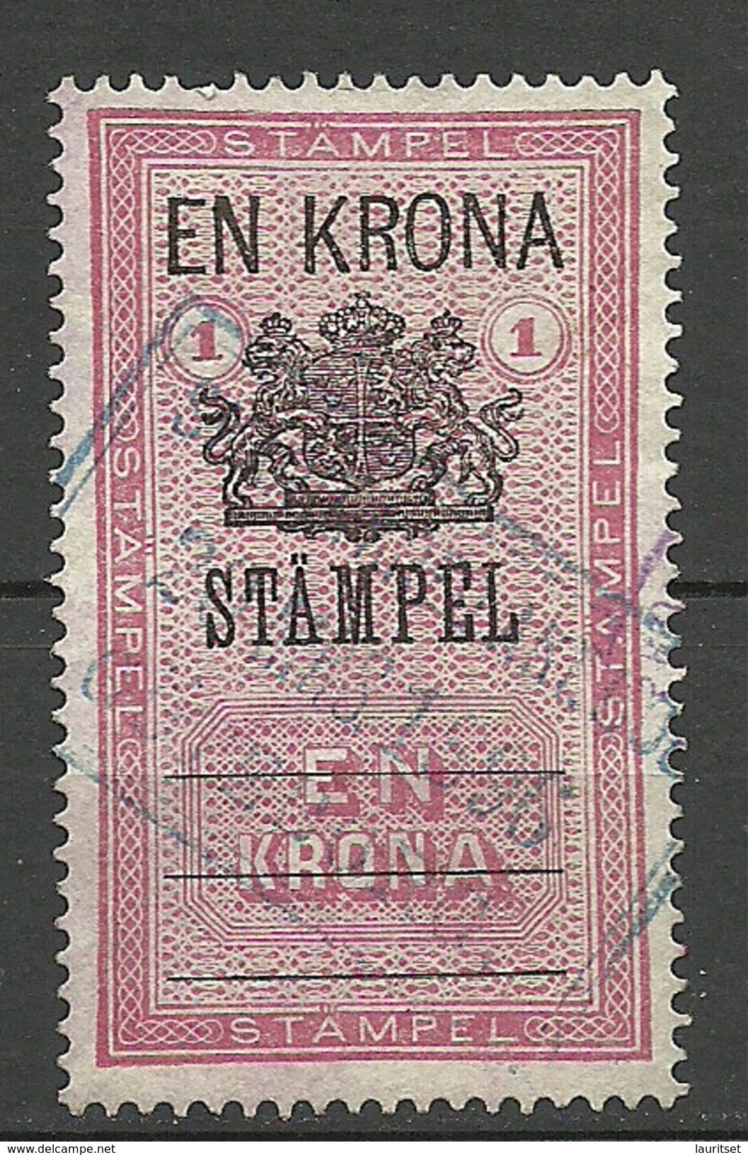 SCHWEDEN Sweden O 1896 Stempelmarke 1 Kr O - Fiscale Zegels