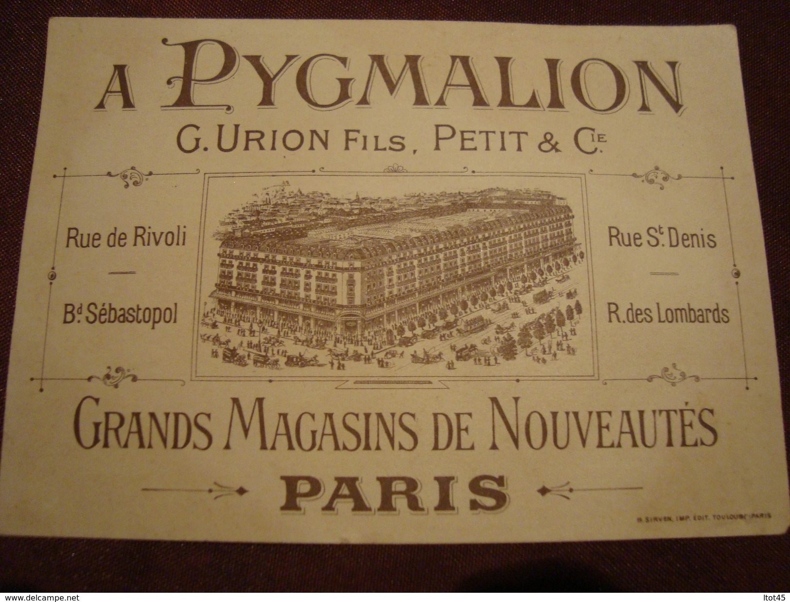 Chromo A PYGMALION Exposition Unverselle 1900 Palais De L'horticulture PARIS - Otros & Sin Clasificación