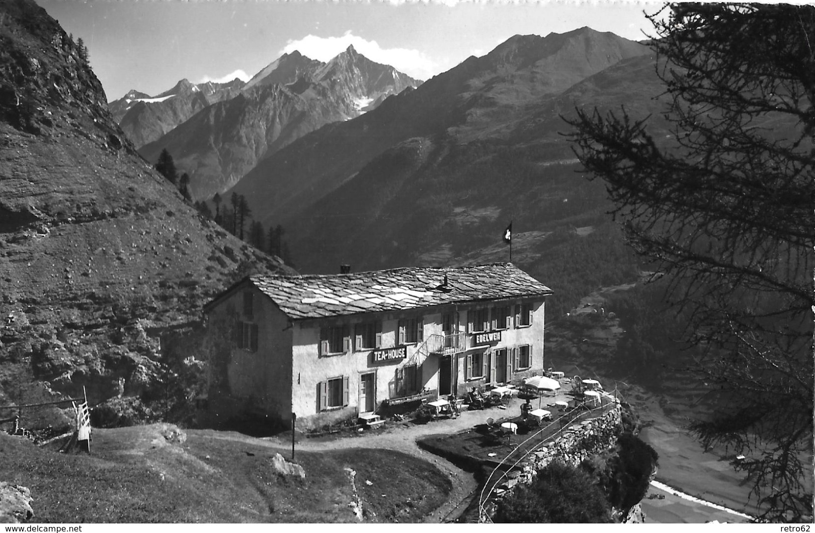 ZERMATT &rarr; Pension & Restaurant Edelweiss Mit Dom Und Täschhorn, Ca.1950 - Täsch