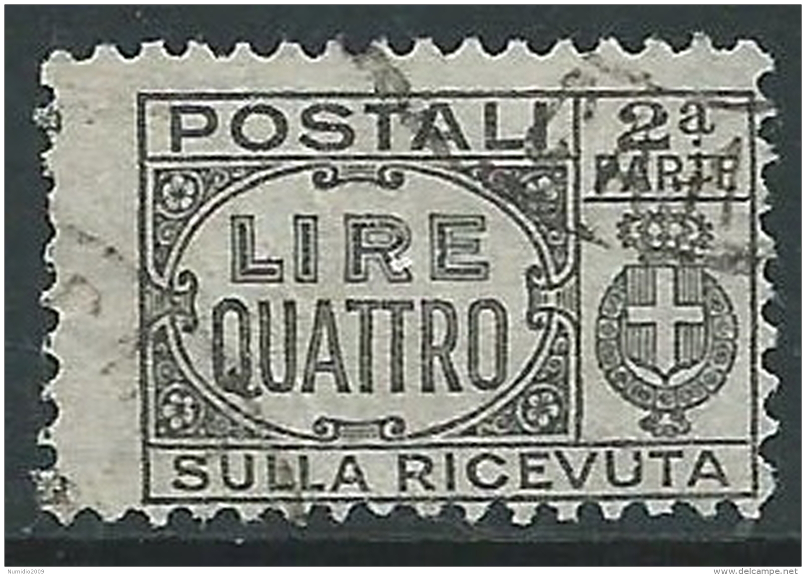 1946 LUOGOTENENZA USATO PACCHI POSTALI SEZIONE 4 LIRE - P46 - Paketmarken