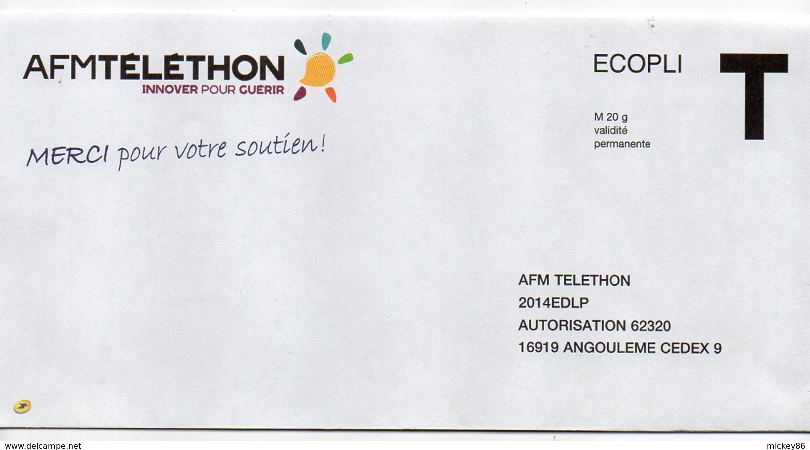 2014--Enveloppe Réponse ECOPLI  T--- AFM --illustrée-- NEUVE - Cartes/Enveloppes Réponse T