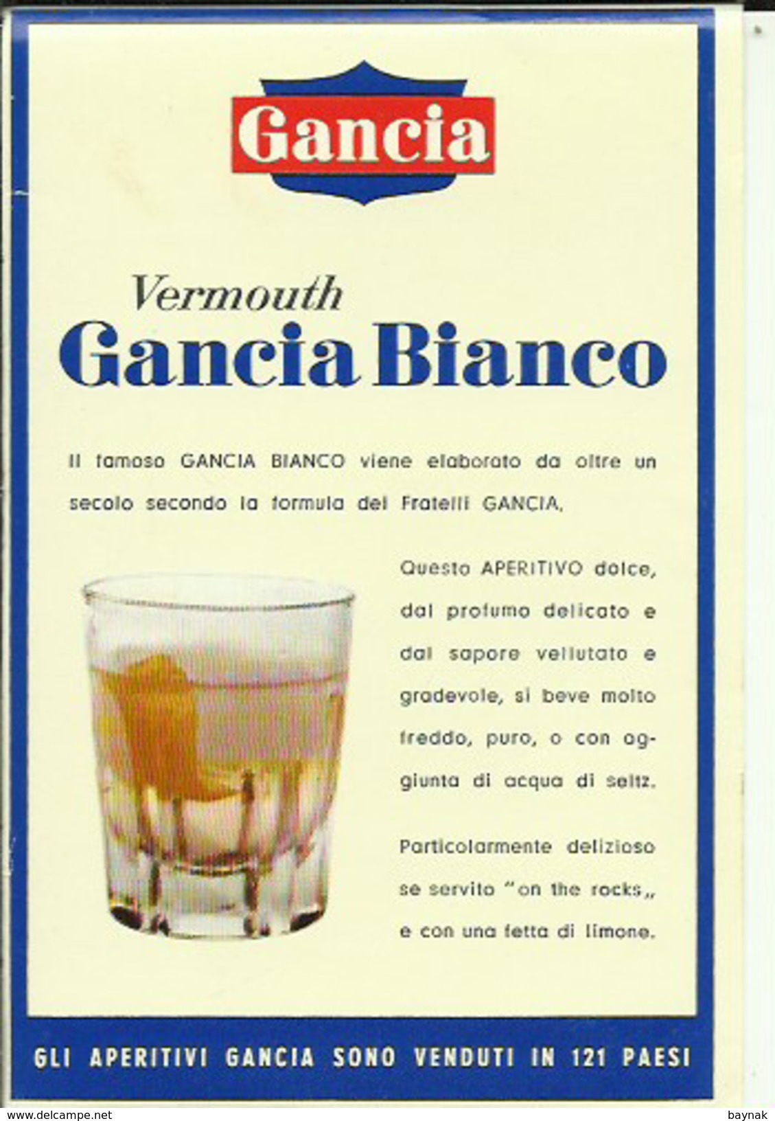 GANCIA  --  VERMOUTH BIANCO DI TORINO --  LABEL, ETIQUETTE  --  ITALIA - Sonstige & Ohne Zuordnung